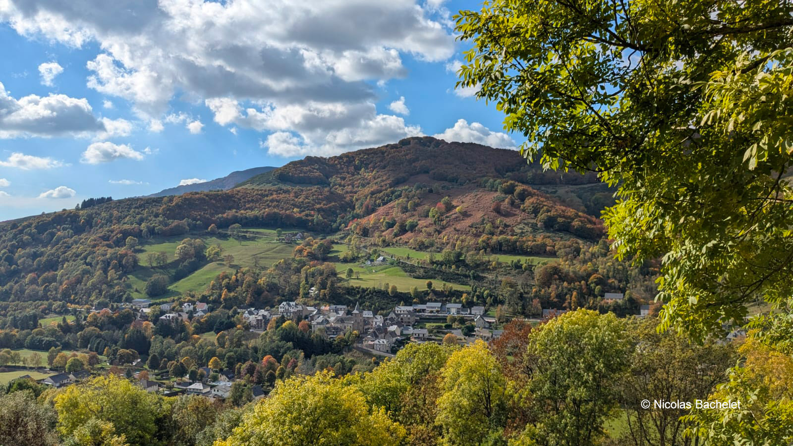 Vue depuis la commune de Saint-Jacques-des-Blats dans le Cantal en automne